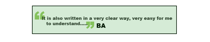 it is also written in a very clear way, very easy for me to understand